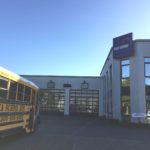 US Schulbus beim TÜV in Münster